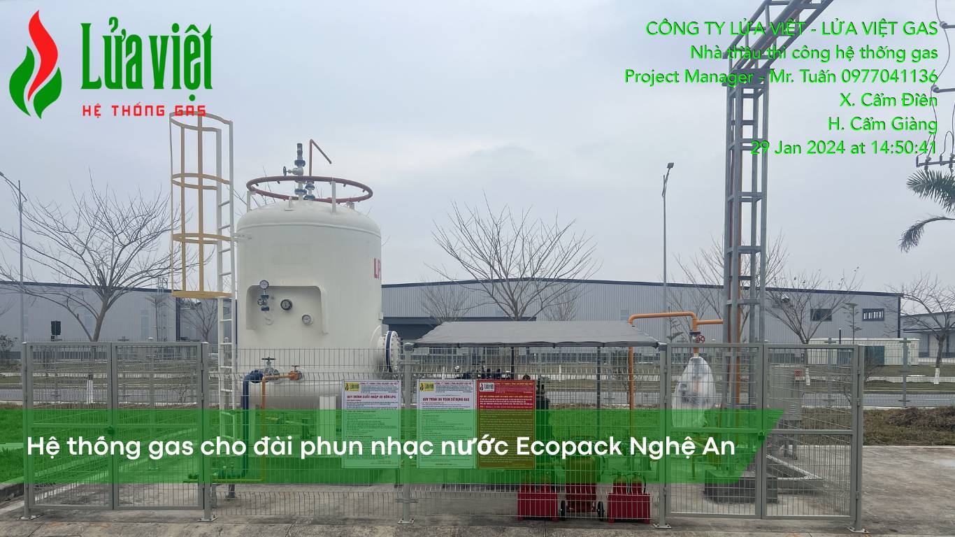 Lắp đặt hệ thống gas cho đài phun nhạc nước Ecopack Nghệ An
